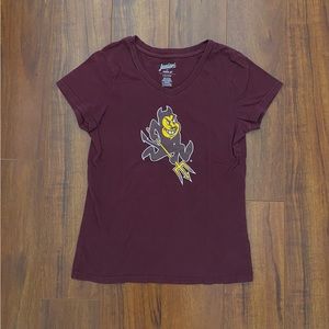 Arizona State University Sun Devils Maroon Top w/ Sparky Logo - Size Juniors L